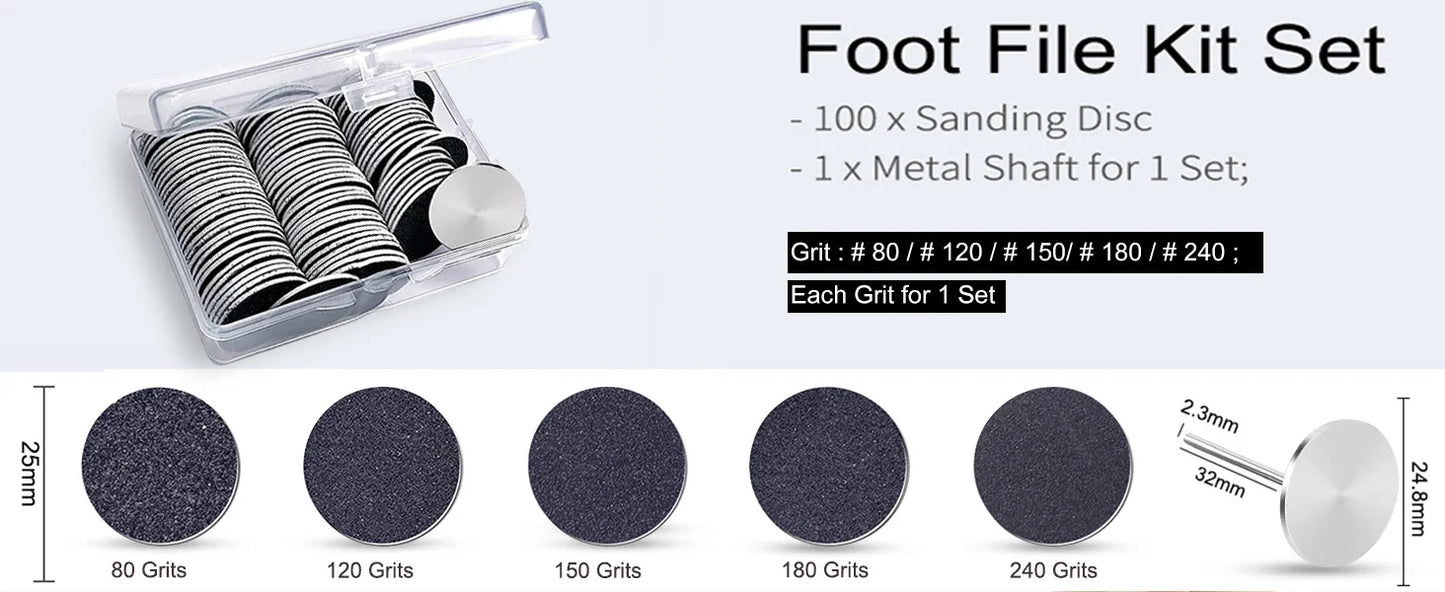 100-Piece Pedicure Sanding Paper Set — Replaceable Foot Callus Removal Discs with 1 Pedicure Disk Pad