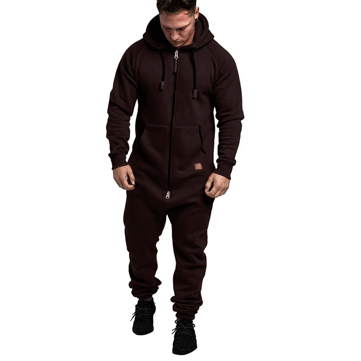 New 3D Full Design Jumpsuit Pajamas — Men’s Long-Sleeve Sports Pants & Solid Color Zipper Hoodie Casual Outfit