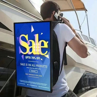 27-Inch Portable Backpack LCD Billboard – High Brightness Outdoor Advertising Display Screen with Large Storage Media Player
