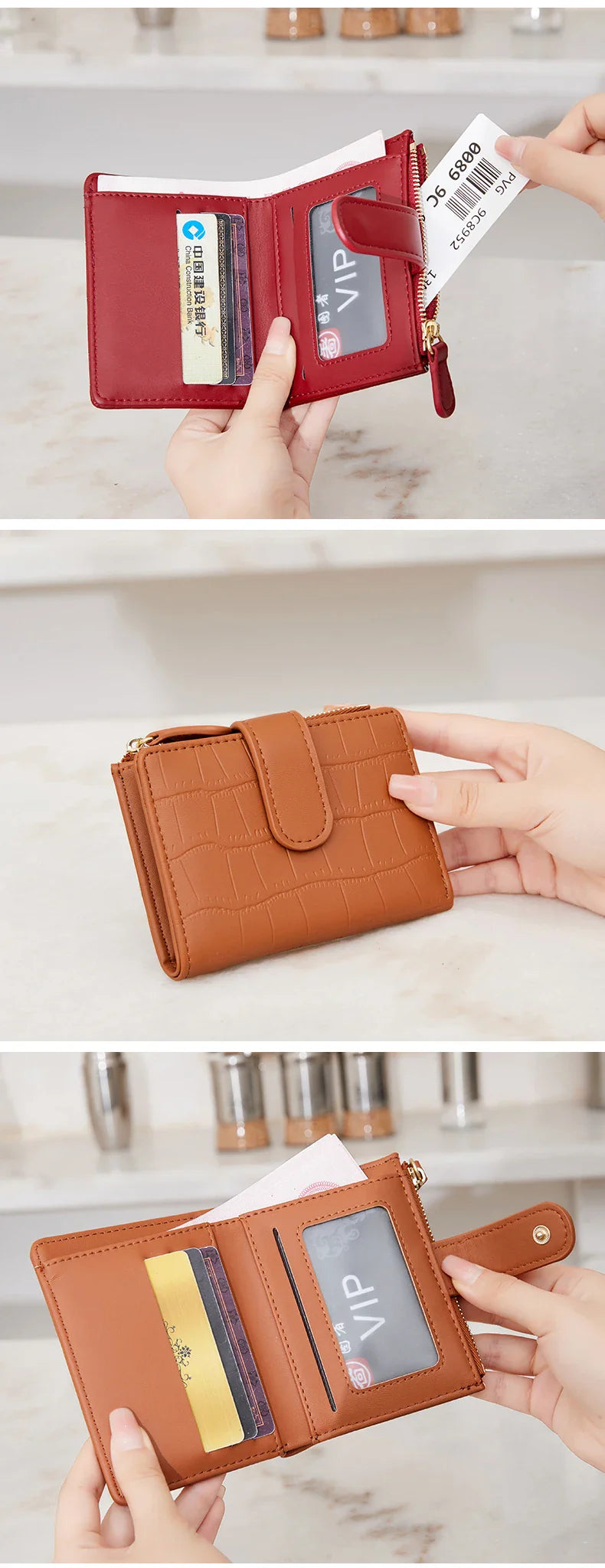 2024 New Minimalist Women’s Wallet — High-Quality PU Leather Short Coin Purse, Fashionable Double-Fold Zero Wallet Holder