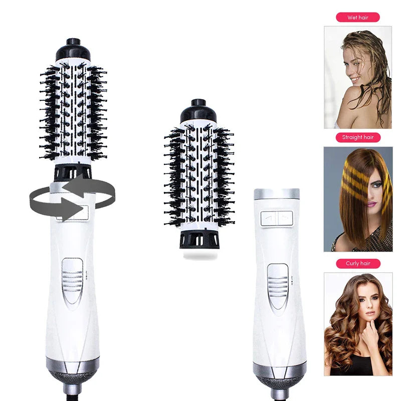 Automatic Rotating Hot Air Brush 2-in-1 – 360° Curling Iron & Hair Dryer Comb for Salon-Style Styling