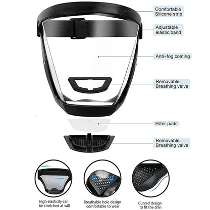 Transparent Full Face Protector Shield: Facial Protection Mask for Work Safety - Kitchen Accessories & Gadgets