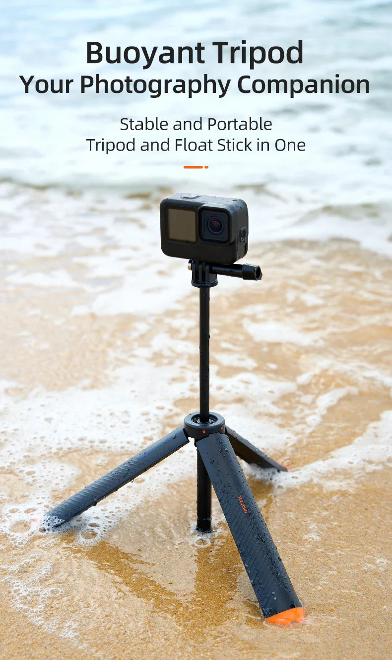 TELESIN Floating Underwater Selfie Stick Tripod – Extendable Buoyancy Pole for GoPro, Insta360, DJI Osmo Action Cameras