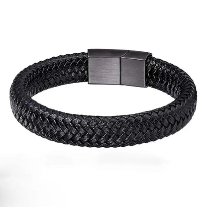 Black PU Leather Magnetic Bracelet for Men - Elegant and Mature Gift Idea
