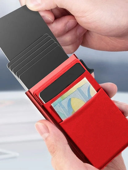 RFID Credit Card Holder for Men – Slim Minimalist Metal Wallet, Luxury ID Bank Card Case, Compact Carteras
