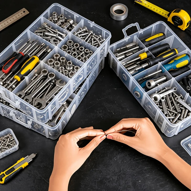 6-Layer Transparent Tool Storage Box - Multifunctional Organizer for Screws & Hardware