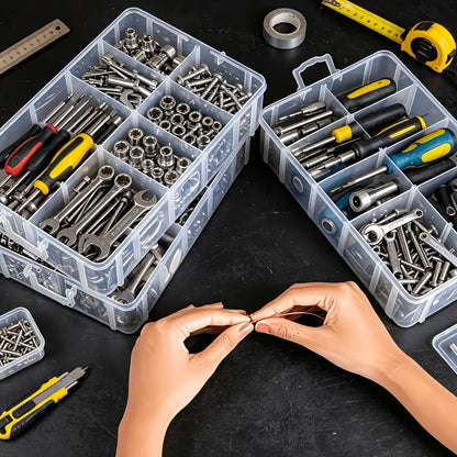 6-Layer Transparent Tool Storage Box - Multifunctional Organizer for Screws & Hardware