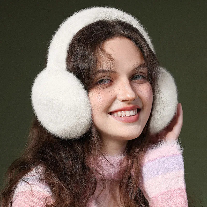 Soft Plush Ear Warmers Winter Earmuffs for Women & Men - Solid Color Cold Protection Earflap Outdoor Ear Covers