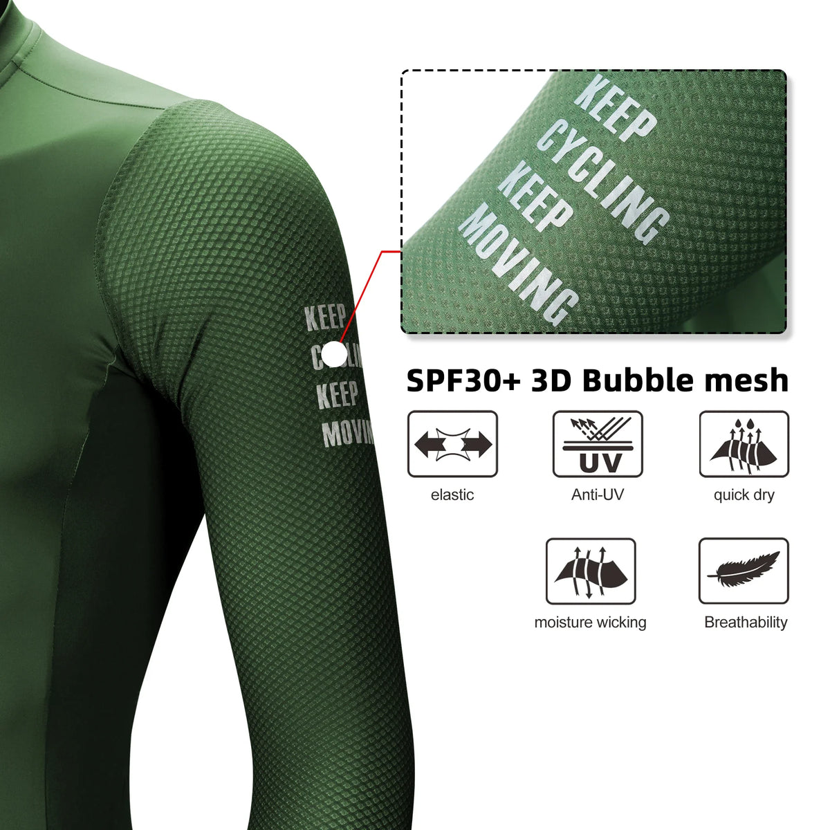 DAREVIE Cycling Jersey - Long Sleeve Aero 3D Mesh Breathable Cycling Shirt for Men and Women