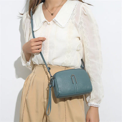 Luxury Genuine Leather Women's Crossbody Bag – Solid Color Shoulder Bag, Clutch & Messenger Purse