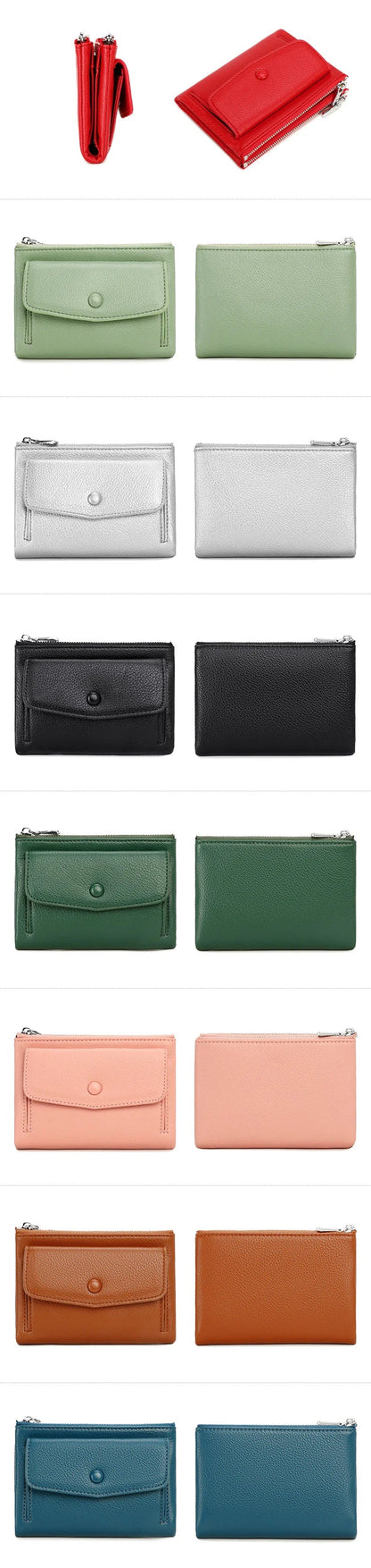 Women’s PU Leather Short Double Zipper Wallet – Simple Solid Color, Large Capacity Credit Card Holder with Coin Pocket
