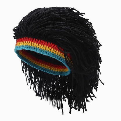 Unisex Synthetic Dreadlock Wig Beanie – Handmade Crochet Rasta Hat for Hip Hop, Jamaica, African Party & Dance