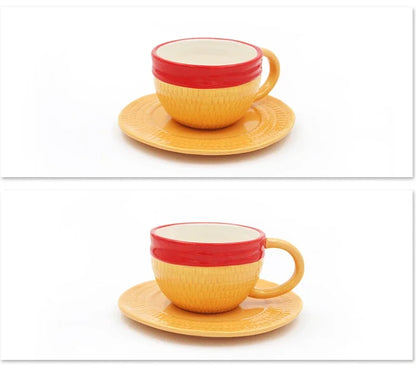 One Piece Mug – Creative Three Brothers Hat Shaped Coffee Cup, Anime Chopper, Ace & Sabo Ceramic Water Cup for Parties