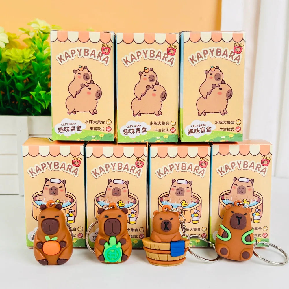 24pcs Capybara Blind Box Keychain — Cute Snot Bear Mystery Figures for Bags, Backpacks & Decorations