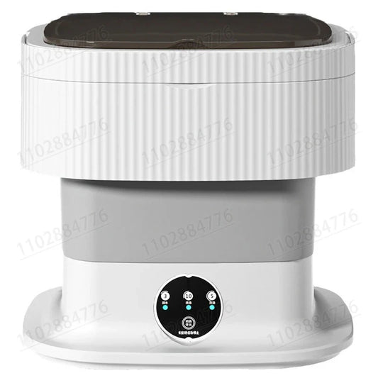 10L High-End Foldable Portable Washing Machine – Large Capacity with Blue Light, Timed Washing & Dehydration