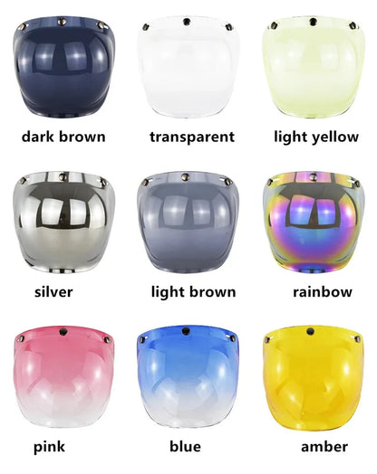 Open Face 3/4 Motorcycle Helmet Visor — Flip-Up Bubble PC Lens Windshield Shield for Casco Moto
