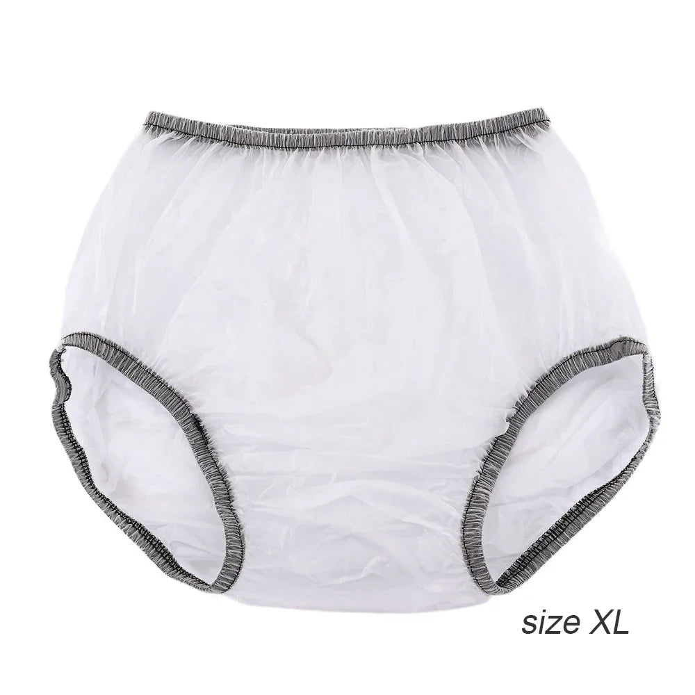 PVC Adult Diaper Cover – Transparent Waterproof Elastic Waist Shorts for Men & Women
