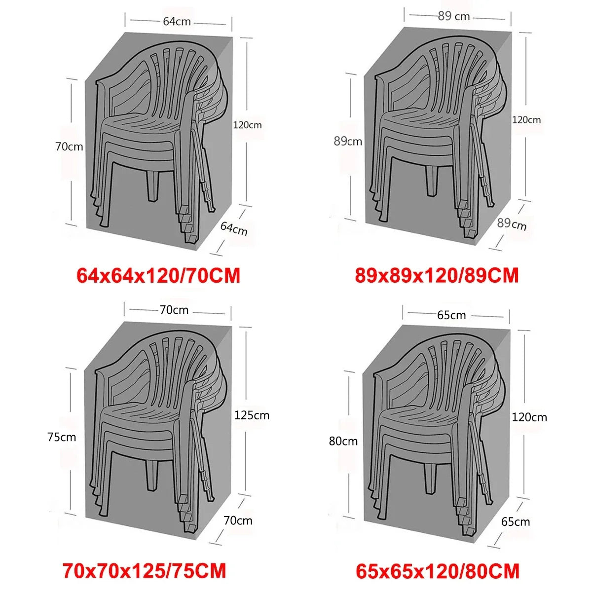 Stackable Chair Dust Cover — Waterproof Black Storage Bag for Garden & Terrace Furniture Protection