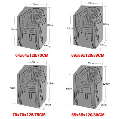 Stackable Chair Dust Cover — Waterproof Black Storage Bag for Garden & Terrace Furniture Protection