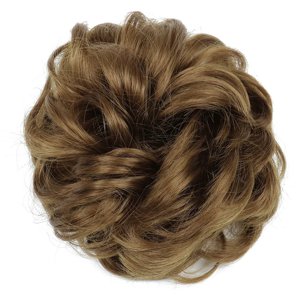Azqueen Synthetic Messy Bun Chignon – Gray Brown Hair Bun Pad with Elastic Rope & Rubber Band Hair Extensions