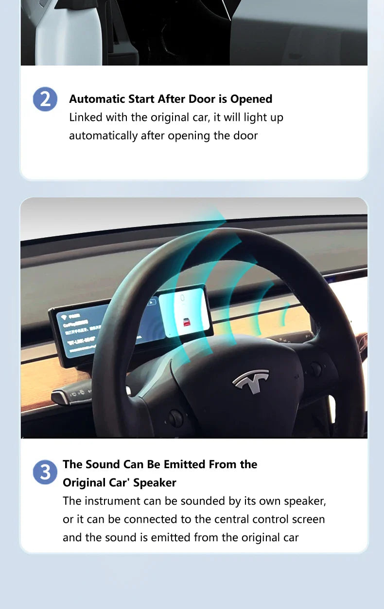 Carbar 8.8" Smart Dashboard Touch Screen – Wireless CarPlay & Android Auto for Tesla Model 3 & Y, Free Air Vent Camera
