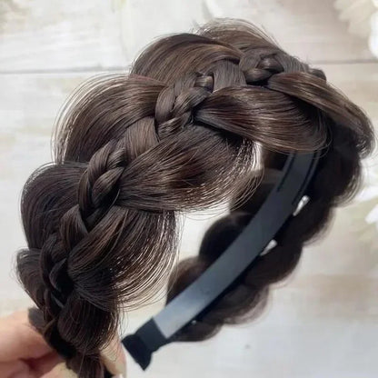 1pc Handmade Retro Wig Twist Headband for Women - Wide Fishbone Braids Hairband - Styling Headwear Accessory