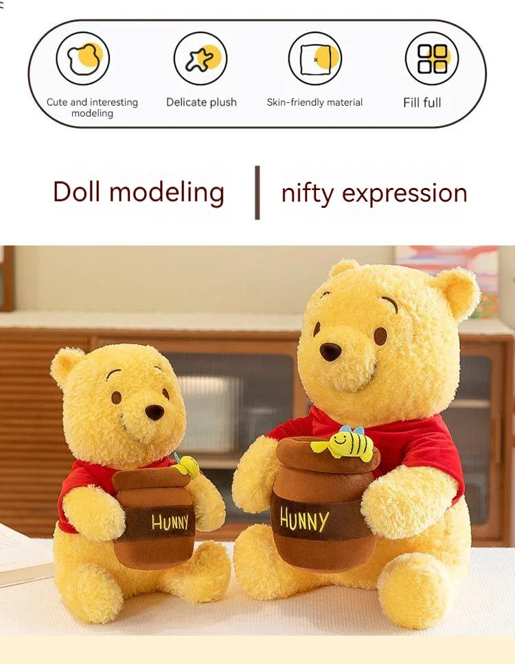 35–55cm Winnie the Pooh Plush Toy — Anime Disney Honey Jar Soft Stuffed Pooh Bear for Kids, Children, Kawaii Birthday Gift