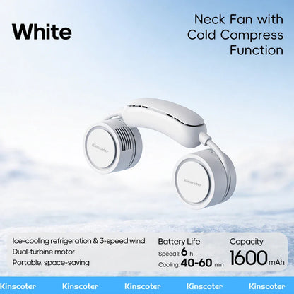 Portable Personal Neck Fan – 3-Speed Cooling with Cold Compress, Dual 800mAh Battery Mini Electric Fan for Outdoor Travel & Sports