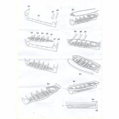 1/96 Mini Wooden Lifeboat Model Kit – Hand-Assembled Boat Toy