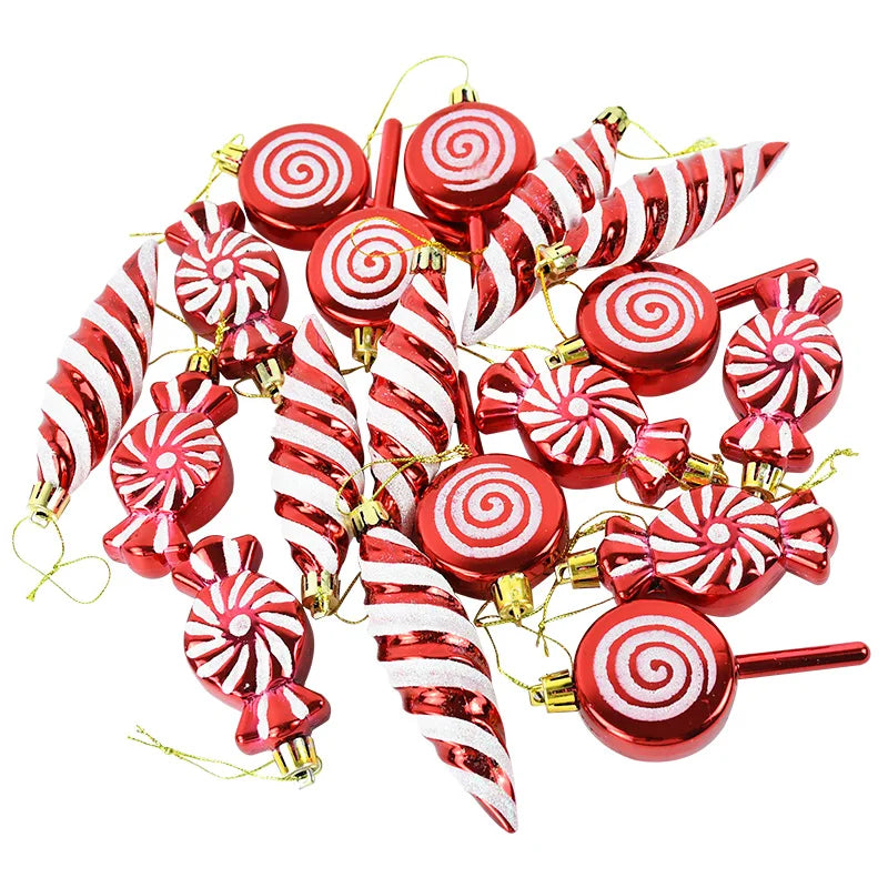 6PCS Christmas Candy Cane & Lollipop Hanging Ornaments – Festive Tree Pendants for Home Holiday Decor