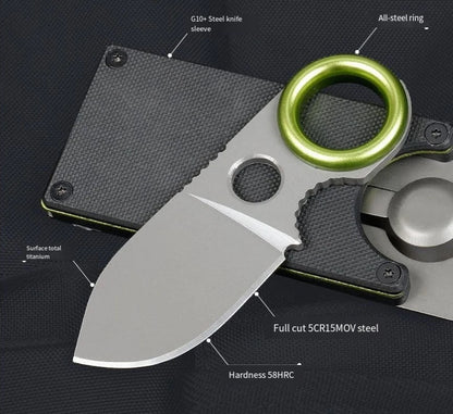 Portable Mini EDC Pocket Knife – Fixed Blade Multi-Tool for Camping, Keychain Use, Fruit Cutting (No Carabiner)
