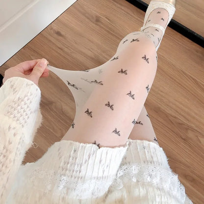 Red Heart Print Silk Stockings — Sexy Nylon Tights for Women, Girls’ Christmas Gift & Nightclub Hosiery