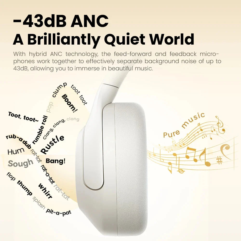 HAYLOU S30 Wireless Bluetooth 5.4 Headphones - 43dB Adaptive Noise Cancelling, 40mm Driver, 80H Playtime Earphones