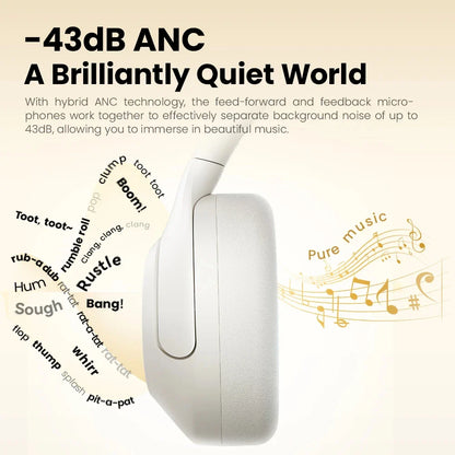 HAYLOU S30 Wireless Bluetooth 5.4 Headphones - 43dB Adaptive Noise Cancelling, 40mm Driver, 80H Playtime Earphones