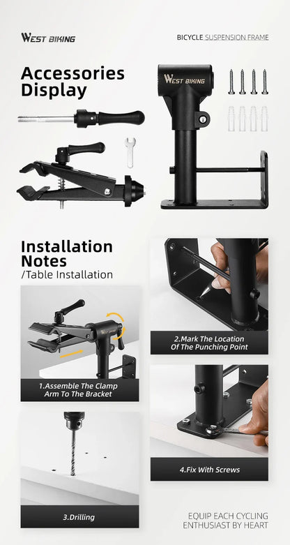 WEST BIKING Foldable Bike Repair & Display Stand – Multipurpose Wall/Floor Rack for Bicycle Storage & Maintenance
