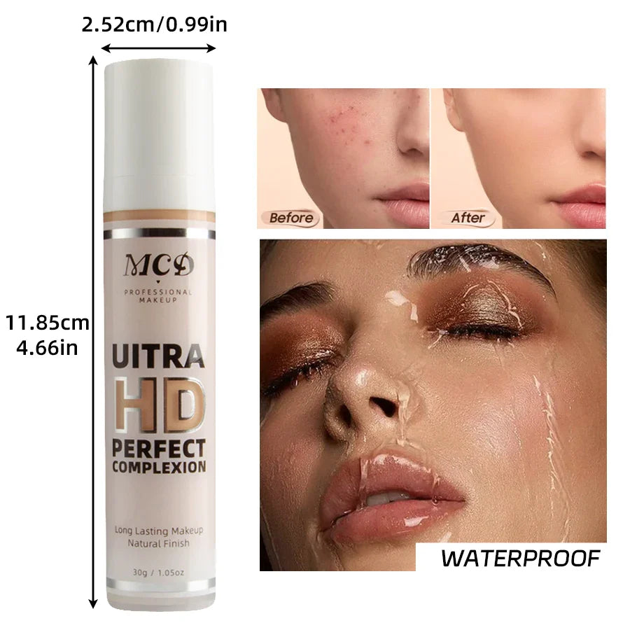 9-Shade Full Coverage Liquid Concealer & Foundation — Natural Matte Base Makeup