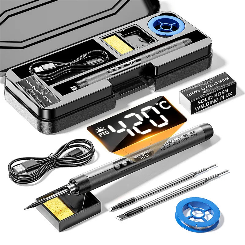 USB Wireless Digital Soldering Iron Kit – Cordless Electric Pen with Adjustable 300–450℃ Temperature