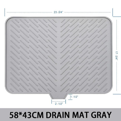 Large Silicone Dish Drying Mat | Hygienic, Non-Slip, Heat Resistant Pad Preventing Water Build-Up