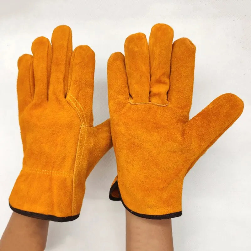 Men's Work Gloves – Soft Cowhide Driver, Hunting, Driving, Farm, Garden & Welding Safety Mechanic Gloves