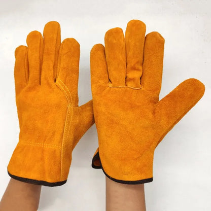 Men's Work Gloves – Soft Cowhide Driver, Hunting, Driving, Farm, Garden & Welding Safety Mechanic Gloves