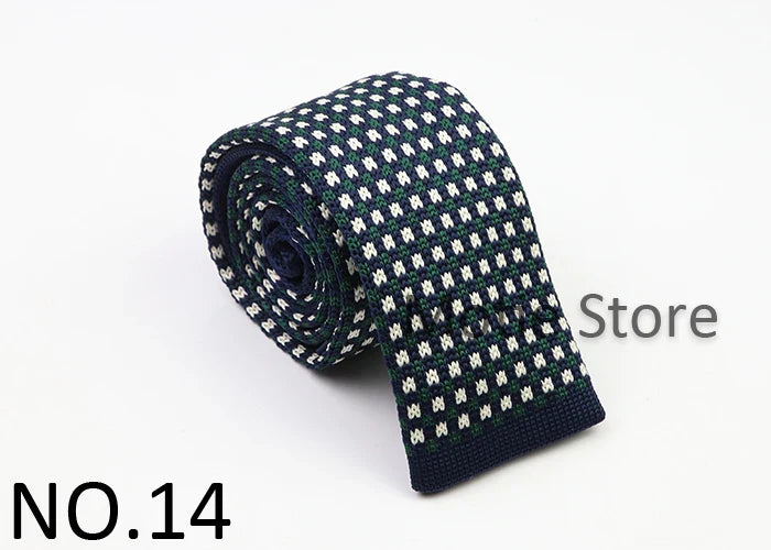 Classic Knit Neck Tie for Men — 6cm Plaid & Dots Casual Business Wedding Tie