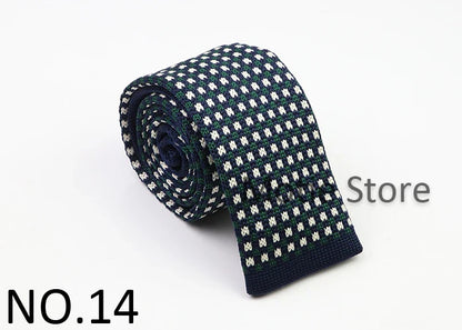 Classic Knit Neck Tie for Men — 6cm Plaid & Dots Casual Business Wedding Tie