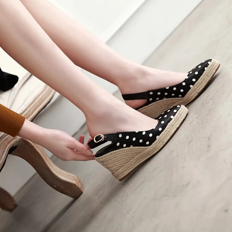 Women's Espadrille Wedge Sandals - Pointed Toe Platform Slingback Jute High Heel Shoes
