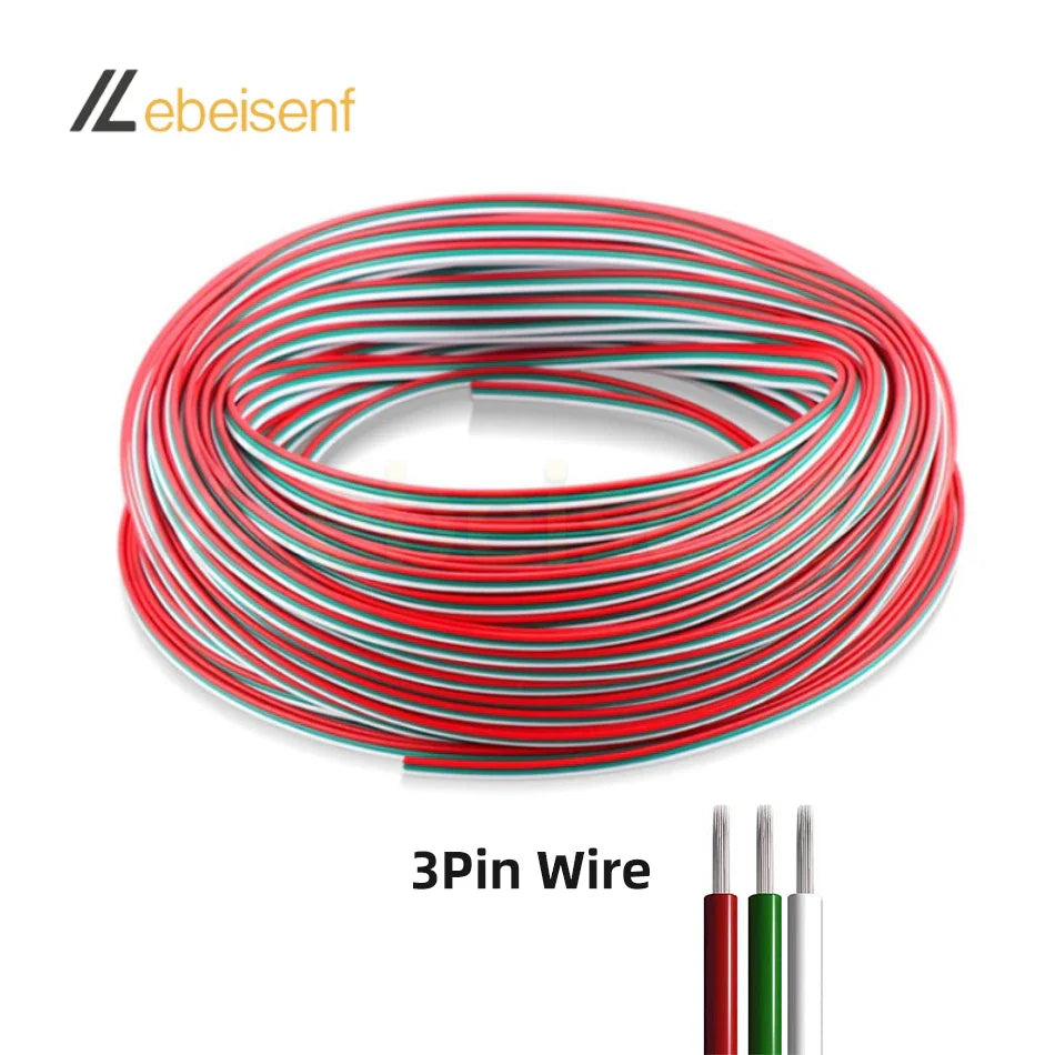 5/10 Meter 22 AWG Electronic Cable Extension Wire – 2Pin, 3Pin, 4Pin, 5Pin, 6Pin for 5050 3528 RGBW RGB CCT LED Strip Lights