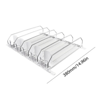 Canned Beverage Push Rack – Adjustable E-Shaped Drink Organizer & Dispenser for Kitchen & Fridge