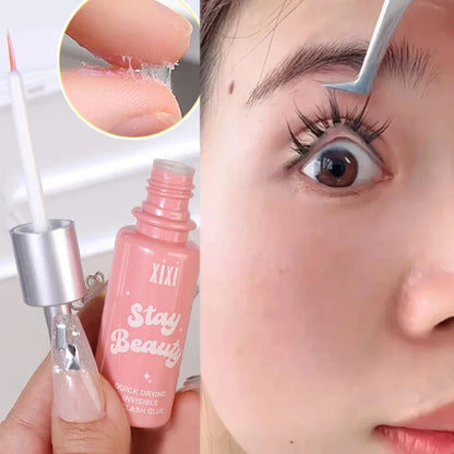 Quick-Dry Invisible Eyelash Glue – Transparent, Waterproof, Self-Adhesive Extension Glue for Natural Fake Eyelashes Makeup