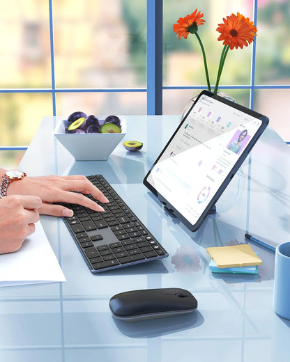 Seenda Wireless Bluetooth Keyboard and Mouse Combo – Multi-Device Rechargeable Slim Set for Windows, MacBook Pro & Air
