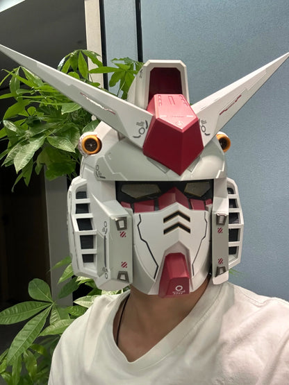 Vol.1 RX-78-02 Cyberpunk Helmet – 1:1 Mech Robot Mask with Touch Control Light, Cosplay Costume & Halloween Toy Gift for Kids