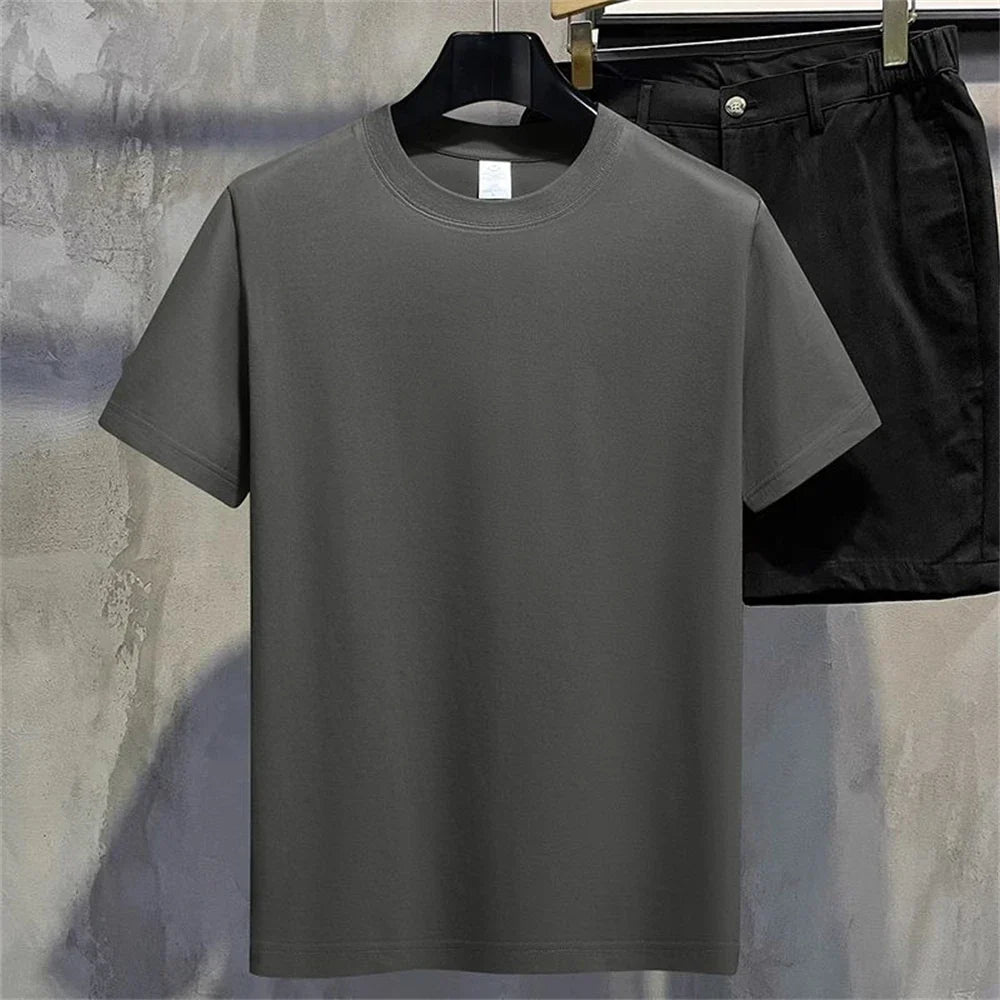Men's & Women's Cotton T-Shirt — Summer Solid Color Round Neck Short-Sleeve Top, Casual Couple White Tee