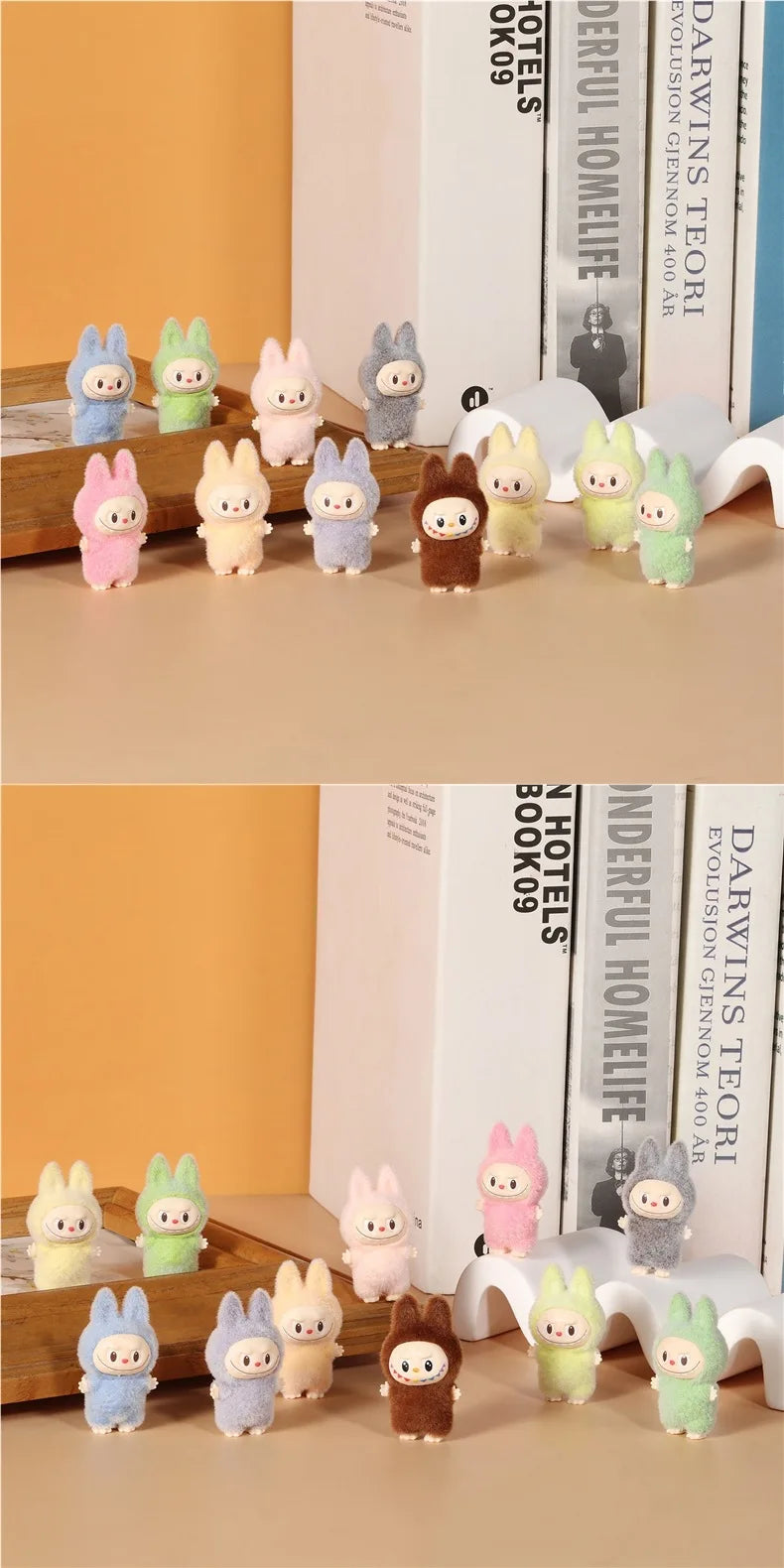 Labubu Mini Plush Toy 4.3cm – Sitting Posture Handmade Cartoon DIY Desktop Ornament Mystery Box Gift